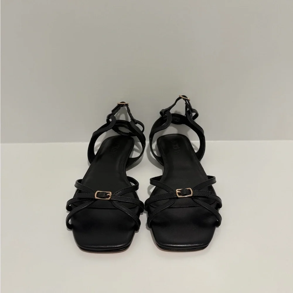 New J. Crew Capri buckle sandals in black leather size 5 CH300 $148